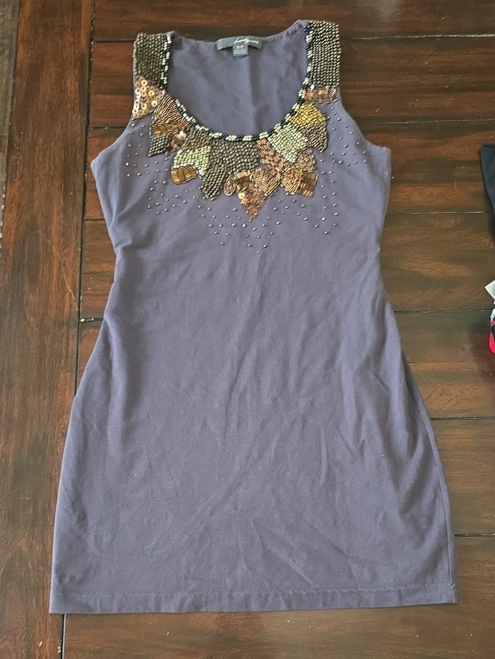 Beaded Embellished Purple Grey Tank Dress Forever 21 Size Small